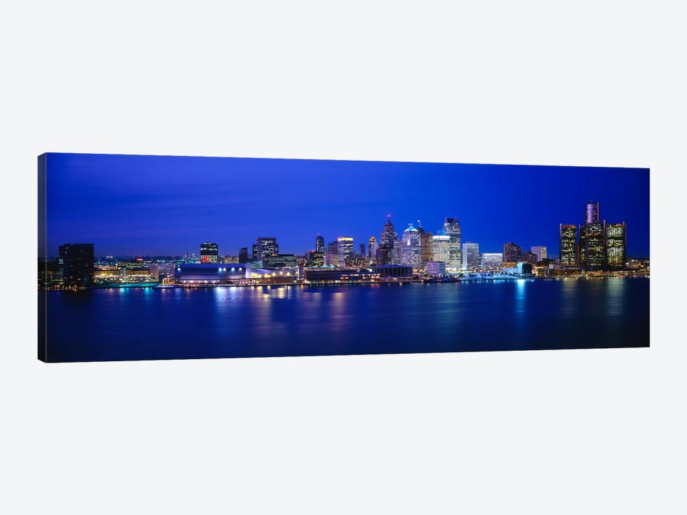 USA, Michigan, Detroit, Night by Panoramic Images 1-piece Canvas Wall Art