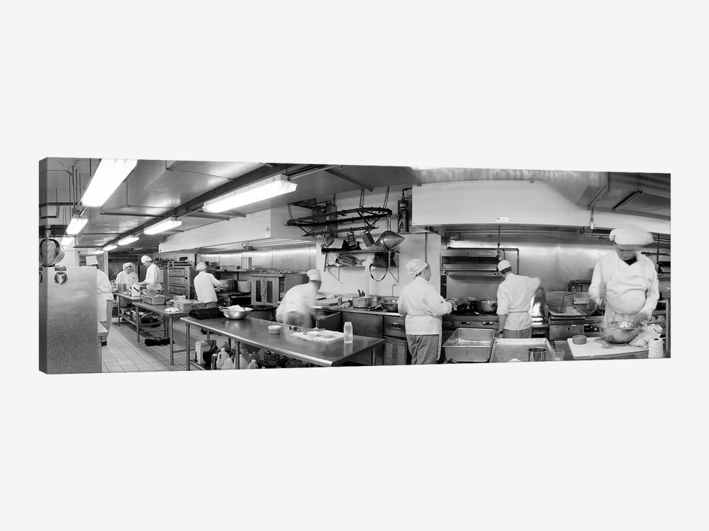 Black And White, Chefs In Kitchen by Panoramic Images 1-piece Canvas Print
