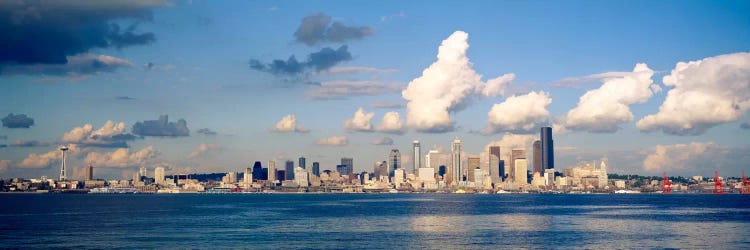 Buildings at the waterfront, Elliott Bay, Seattle, King County, Washington State, USA, 1996