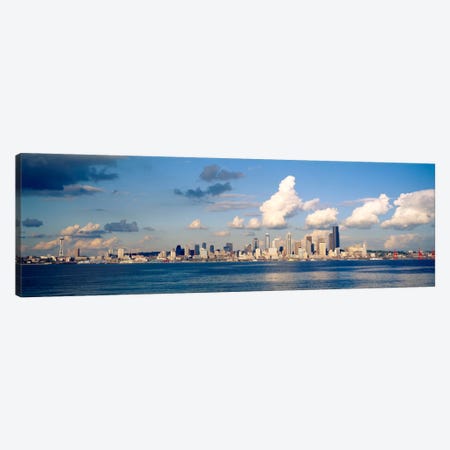 Buildings at the waterfront, Elliott Bay, Seattle, King County, Washington State, USA, 1996 Canvas Print #PIM1112} by Panoramic Images Canvas Art Print