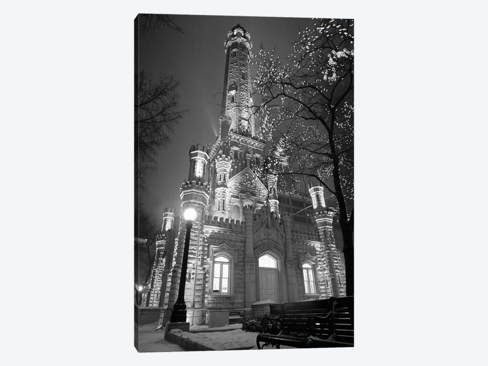 An Illuminated Chicago Water Tower In B&W, Chicago, Illinois, USA by Panoramic Images 1-piece Art Print