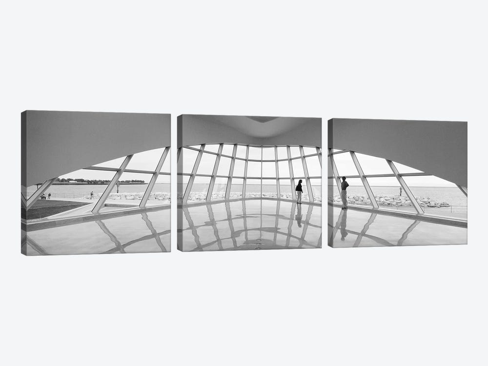 Silhouette of two people in a museum, Milwaukee Art Museum, Milwaukee, Wisconsin, USA by Panoramic Images 3-piece Canvas Art