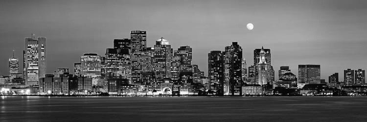 Downtown Skyline In B&W, Boston, Massachusetts, USA