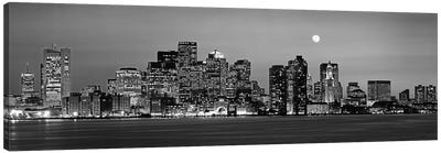 Downtown Skyline In B&W, Boston, Massachusetts, USA Canvas Art Print - Panoramic & Horizontal Wall Art