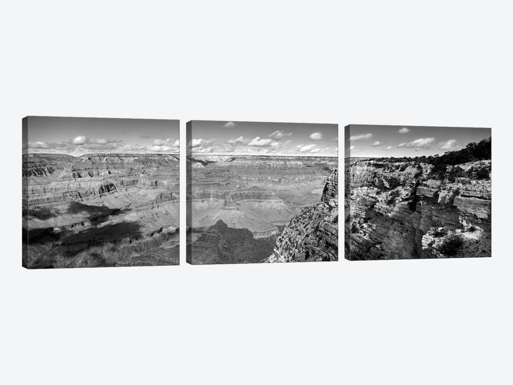 River Valley Landscape In B&W, Grand Canyon National Park, Arizona, USA by Panoramic Images 3-piece Canvas Art