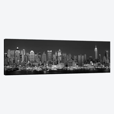 Illuminated Skyline In B&W, Manhattan, New York City, New York, USA Canvas Print #PIM11171} by Panoramic Images Canvas Art Print