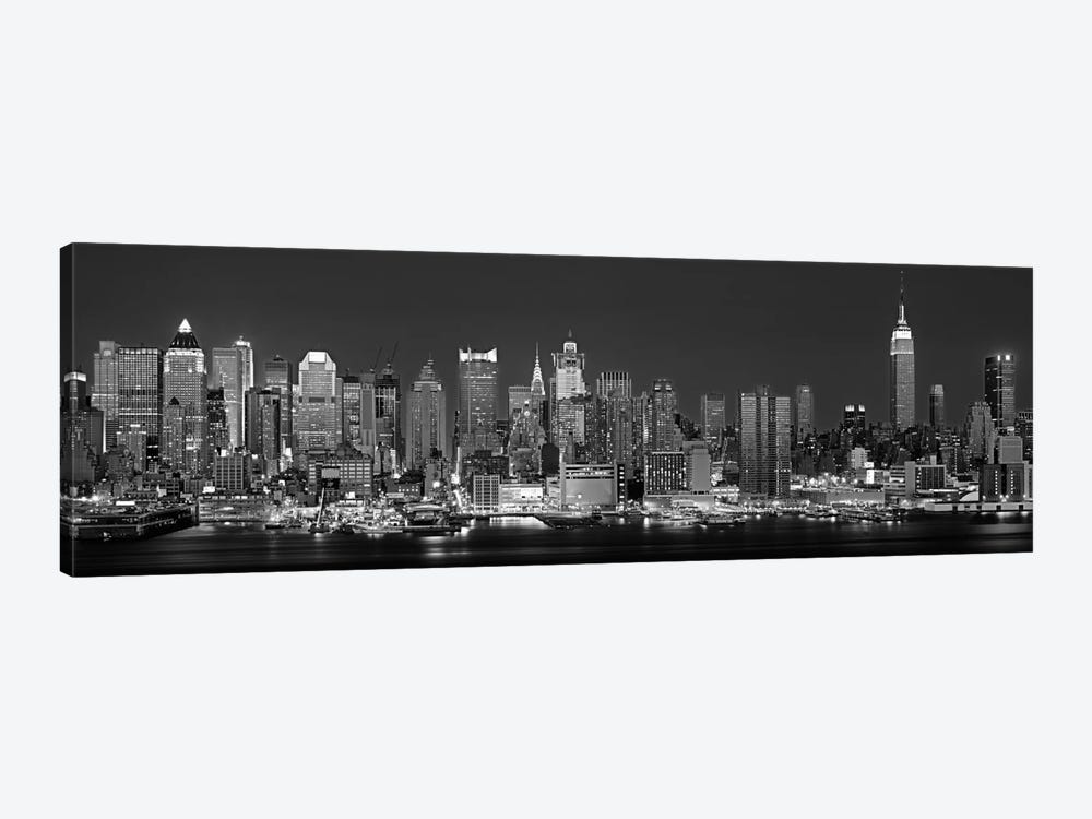 Illuminated Skyline In B&W, Manhattan, New York City, New York, USA by Panoramic Images 1-piece Art Print