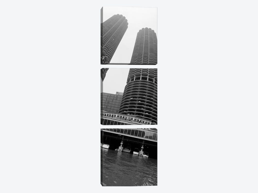 Low angle view of towers, Marina Towers, Chicago, Illinois, USA by Panoramic Images 3-piece Canvas Art