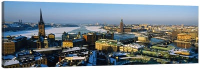 High angle view of a city, Stockholm, Sweden Canvas Art Print