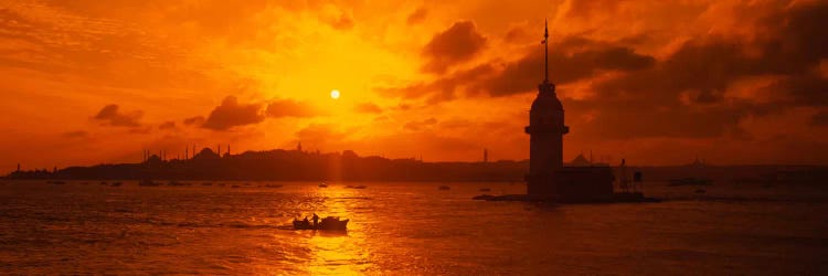 Sunset over a river, Bosphorus, Istanbul, Turkey