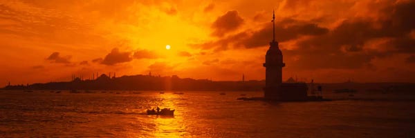 Lighthouses: Sunset over a river, Bosphorus, Istanbul, Turkey by Panoramic Images