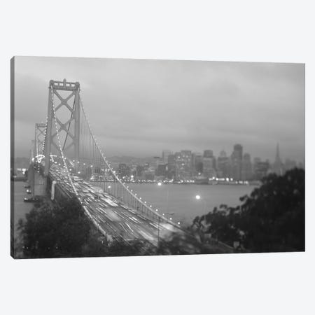 High angle view of a suspension bridge lit up at night, Bay Bridge, San Francisco, California, USA Canvas Print #PIM11255} by Panoramic Images Canvas Art Print