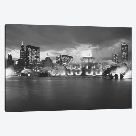 Fountain lit up at dusk, Buckingham Fountain, Grant Park, Chicago, Illinois, USA Canvas Print #PIM11257} by Panoramic Images Canvas Print