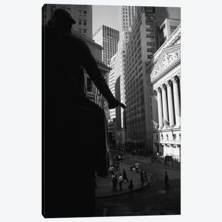 New York Stock Exchange As Seen From Federal Hall In B&W, Wall Street, New York City, New York, USA Canvas Print #PIM11259} by Panoramic Images Canvas Artwork