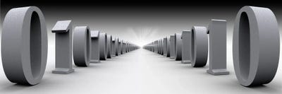 The Hall Of Binary Data In B&W by Panoramic Images canvas print