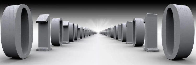 The Hall Of Binary Data In B&W by Panoramic Images wall art