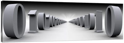 The Hall Of Binary Data In B&W Canvas Art Print