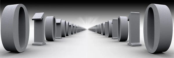 Mathematics: The Hall Of Binary Data In B&W by Panoramic Images