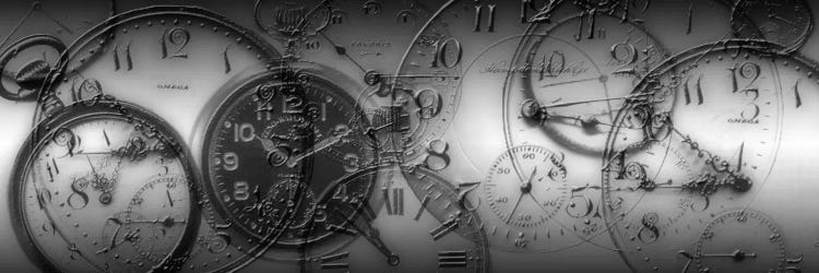 Old Pocket Watch Montage In B&W