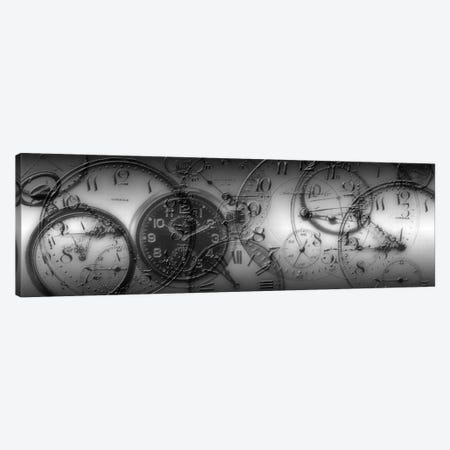 Old Pocket Watch Montage In B&W Canvas Print #PIM11272} by Panoramic Images Canvas Wall Art