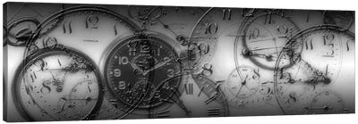 Old Pocket Watch Montage In B&W Canvas Art Print - Double Exposure Photography