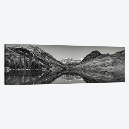 Reflection of mountains in a lake, Maroon Bells, Aspen, Pitkin County, Colorado, USA Canvas Print #PIM11273} by Panoramic Images Canvas Art