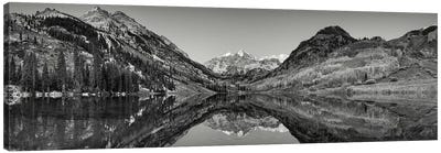 Reflection of mountains in a lake, Maroon Bells, Aspen, Pitkin County, Colorado, USA Canvas Art Print - Colorado Art
