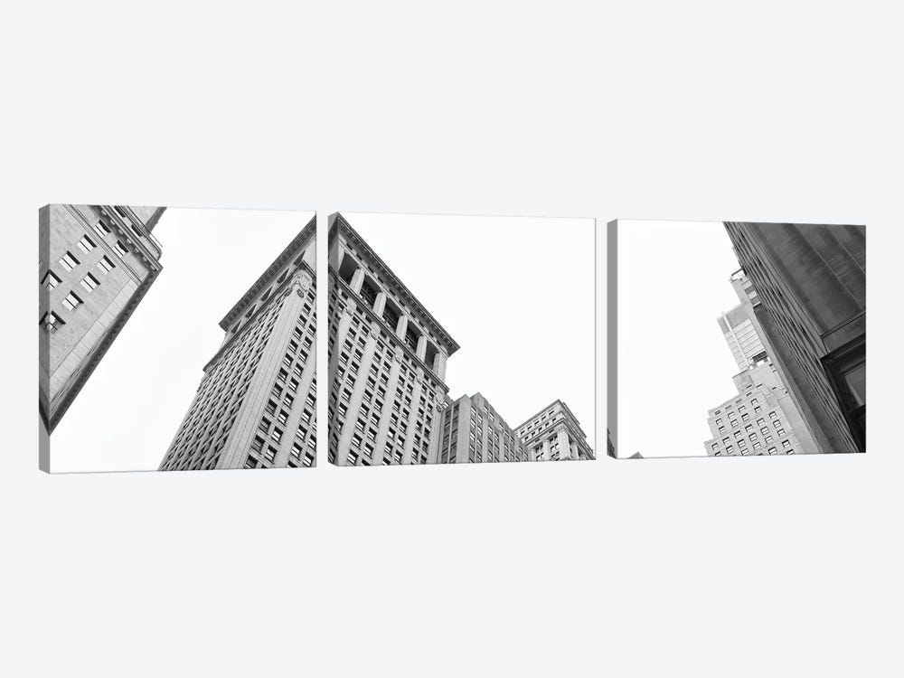 Skyscrapers in a city, Wall Street, Lower Manhattan, Manhattan, New York City, New York State, USA by Panoramic Images 3-piece Canvas Art Print