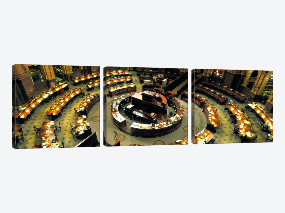 High Angle View Of A Library Reading Room, Library Of Congress, Washington DC, District Of Columbia, USA by Panoramic Images 3-piece Canvas Artwork