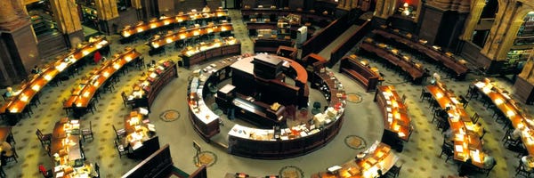 Washington, D.C.: High Angle View Of A Library Reading Room, Library Of Congress, Washington DC, District Of Columbia, USA by Panoramic Images