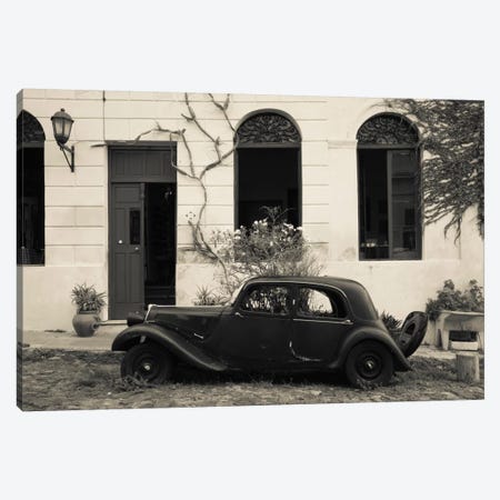 Vintage car parked in front of a house, Calle De Portugal, Colonia Del Sacramento, Uruguay Canvas Print #PIM11314} by Panoramic Images Canvas Art