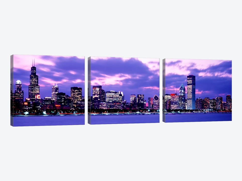 Sunset Chicago IL USA by Panoramic Images 3-piece Canvas Art Print