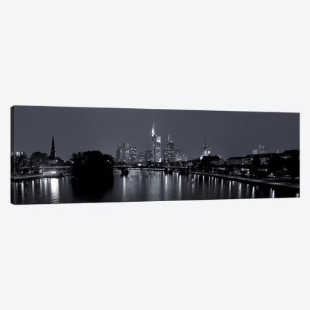 Reflection of buildings in water at night, Main River, Frankfurt, Hesse, Germany Canvas Print #PIM11322} by Panoramic Images Canvas Art