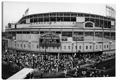 Wrigley Field In B&W (From 8/8/88 - The First Night Game That Never Happened), Chicago, Illinois, USA Canvas Art Print - Scenic & Nature Photography