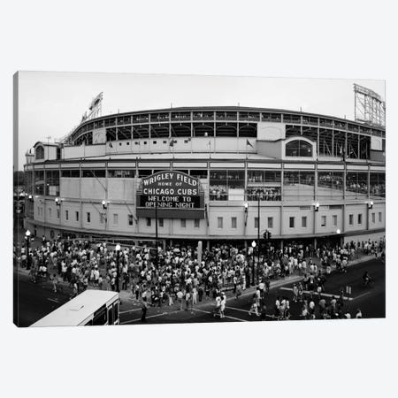 Wrigley Field In B&W (From 8/8/88 - The First Night Game That Never Happened), Chicago, Illinois, USA Canvas Print #PIM11326} by Panoramic Images Canvas Print