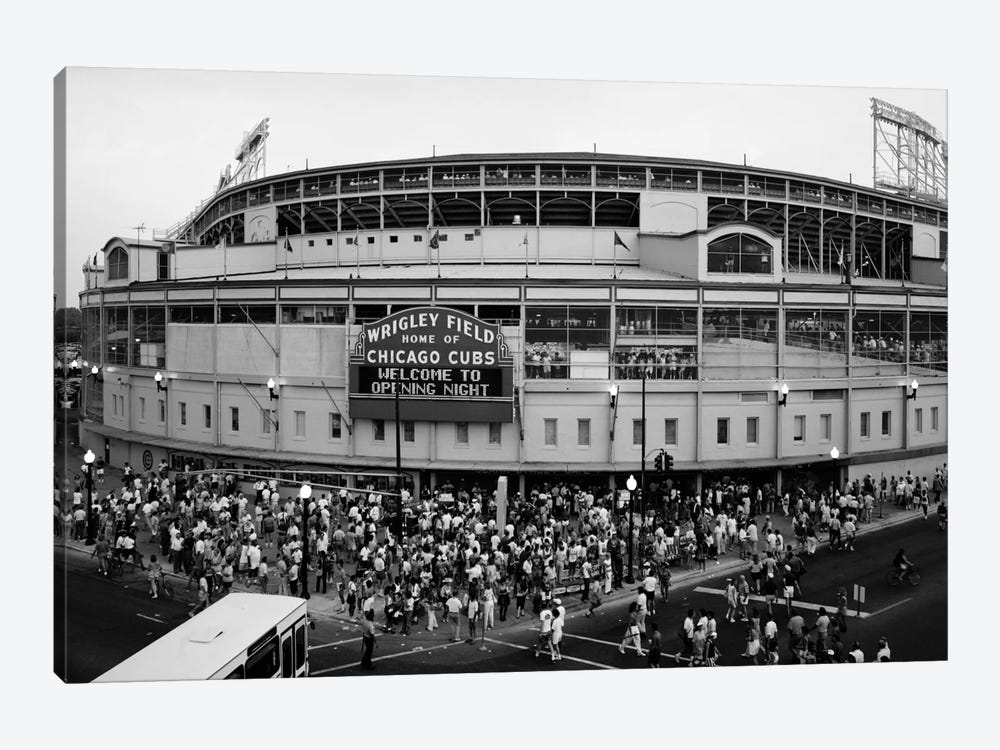 Wrigley Field In B&W (From 8/8/88 - The First Night Game That Never Happened), Chicago, Illinois, USA by Panoramic Images 1-piece Canvas Artwork