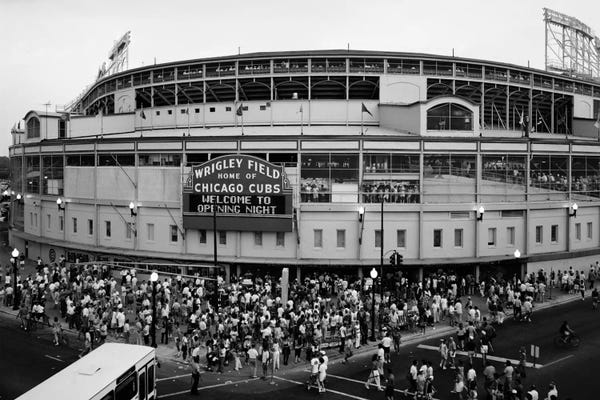 Panoramic Images: Wrigley Field In B&W (From 8/8/88 - The First Night Game That Never Happened), Chicago, Illinois, USA by Panoramic Images