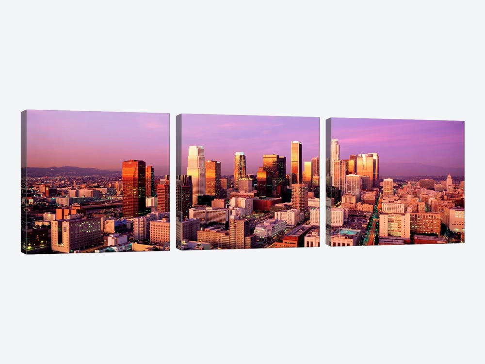 Sunset Skyline Los Angeles CA USA by Panoramic Images 3-piece Canvas Art Print