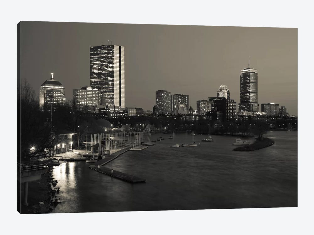 Back Bay Neighborhood In B&W, Boston, Massachusetts, USA by Panoramic Images 1-piece Canvas Artwork