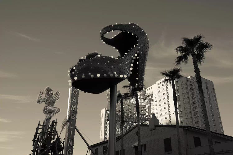 Low angle view of neon signs of a casino, Fremont Street, The Strip, Las Vegas, Nevada, USA by Panoramic Images wall art