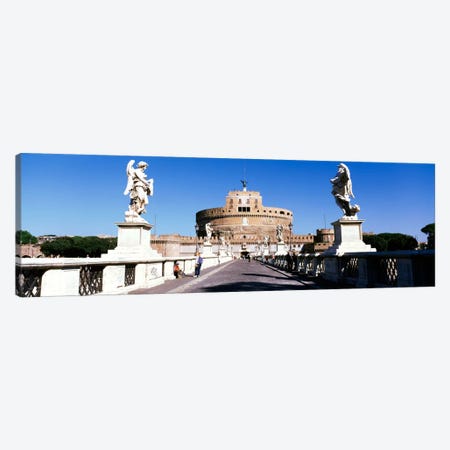Statues on both sides of a bridge, St. Angels Castle, Rome, Italy Canvas Print #PIM1137} by Panoramic Images Canvas Artwork