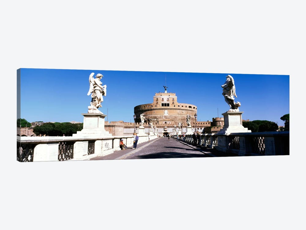 Statues on both sides of a bridge, St. Angels Castle, Rome, Italy by Panoramic Images 1-piece Canvas Print