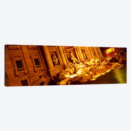 Side-Angle View At Night, Trevi Fountain, Rome, Lazio, Italy Canvas Print #PIM1138} by Panoramic Images Canvas Print