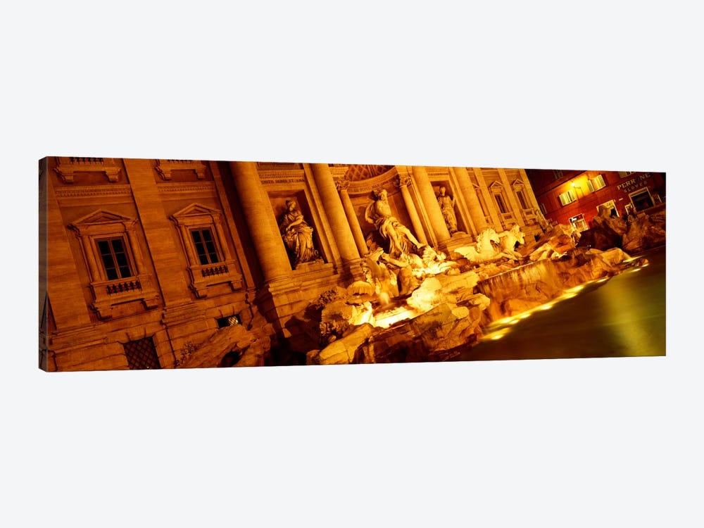 Side-Angle View At Night, Trevi Fountain, Rome, Lazio, Italy by Panoramic Images 1-piece Canvas Artwork