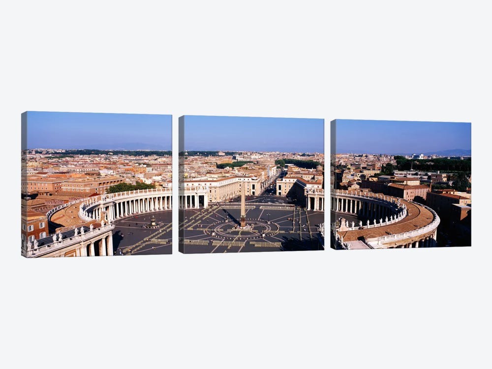 High angle view of a town, St. Peter's Square, Vatican City, Rome, Italy by Panoramic Images 3-piece Canvas Art Print
