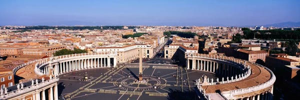 Lazio: High angle view of a town, St. Peter's Square, Vatican City, Rome, Italy by Panoramic Images