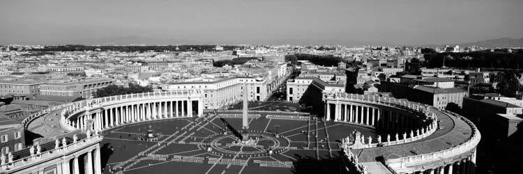 High angle view of a town, St. Peter's Square, Vatican City, Rome, Italy (black & white)