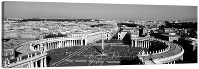 High angle view of a town, St. Peter's Square, Vatican City, Rome, Italy (black & white) Canvas Art Print - Lazio Art