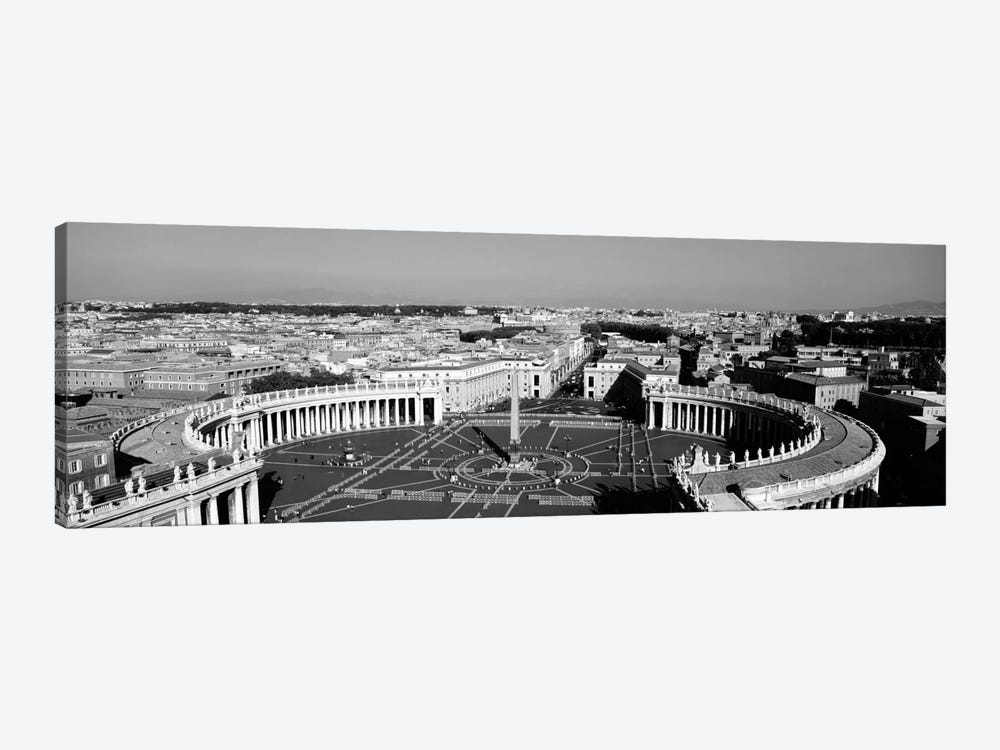 High angle view of a town, St. Peter's Square, Vatican City, Rome, Italy (black & white) by Panoramic Images 1-piece Art Print