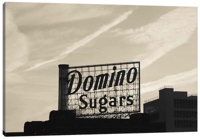 Low angle view of domino sugar sign, Inner Harbor, Baltimore, Maryland, USA Canvas Art Print - Sepia Photography